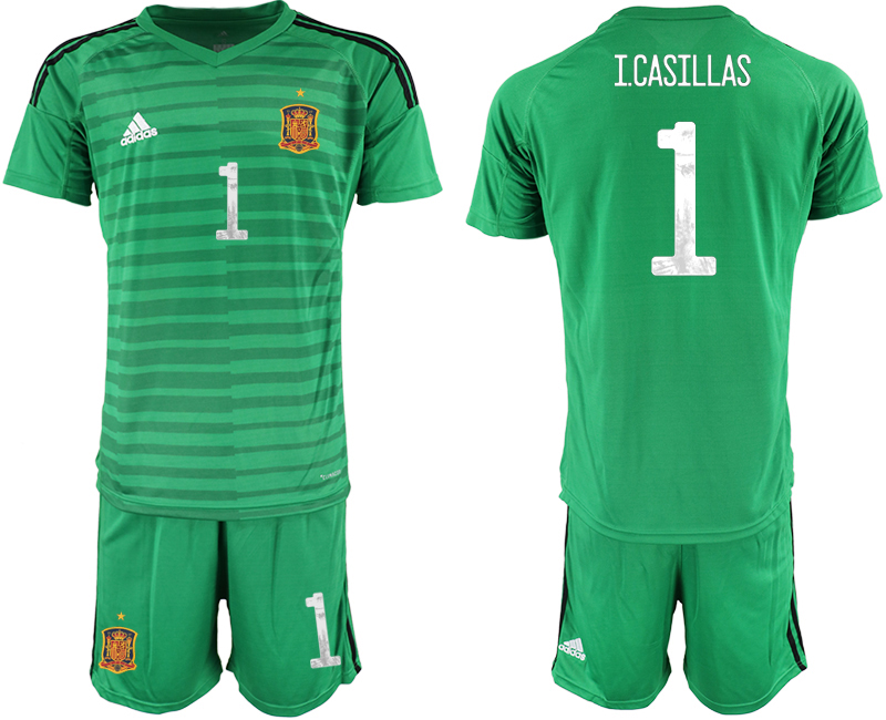 Men 2021 European Cup Spain green goalkeeper #1 Soccer Jersey->spain jersey->Soccer Country Jersey